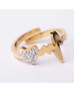 Bague rythme cardiaque coeur de strass