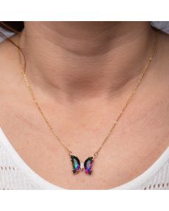 Collier le papillon arc en ciel